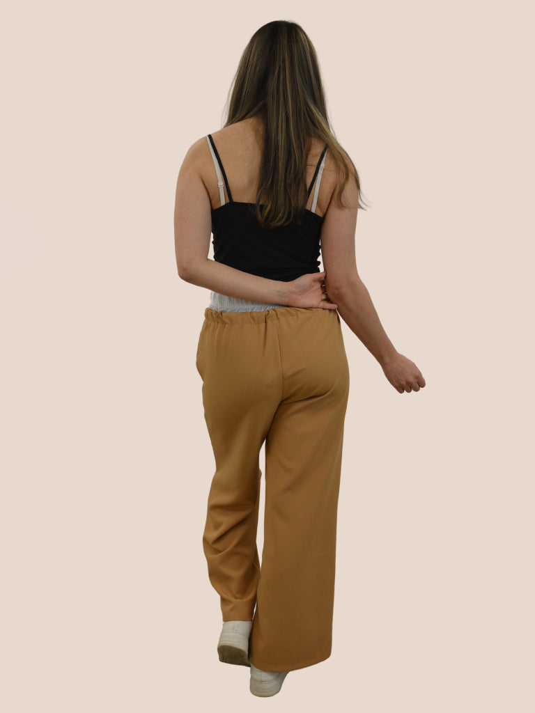 Elasticated Contrast Waist Wide Leg Trouser