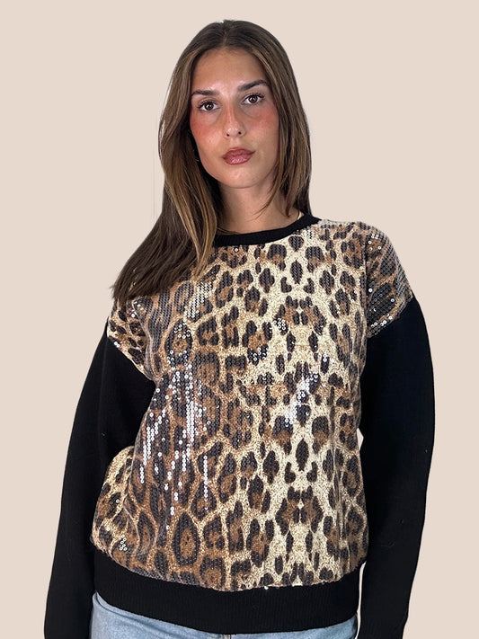 Sequin Animal Print Jumper