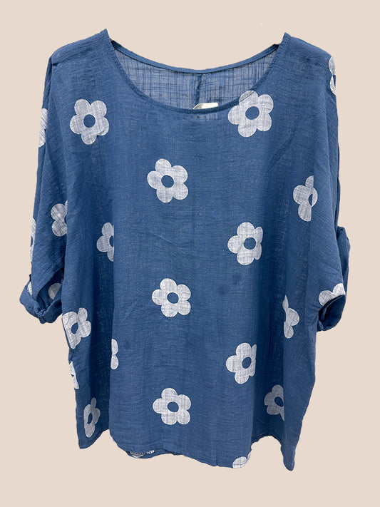 Flower Print Cotton Top