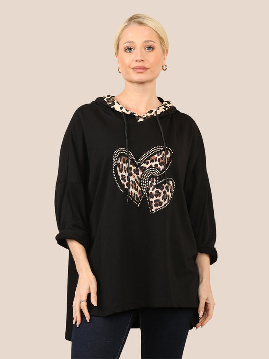 Animal Rhinetstone Heart Sweatshirt