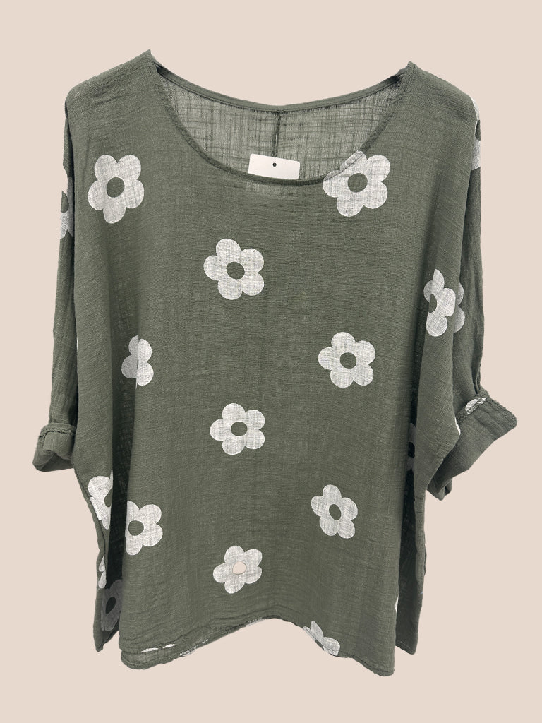 Flower Print Cotton Top