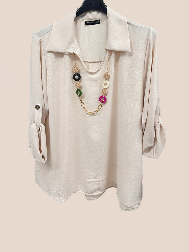 Collared Top with Necklace