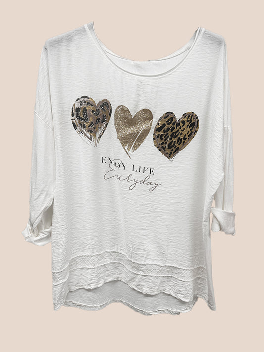 Heart Crystal Print Top