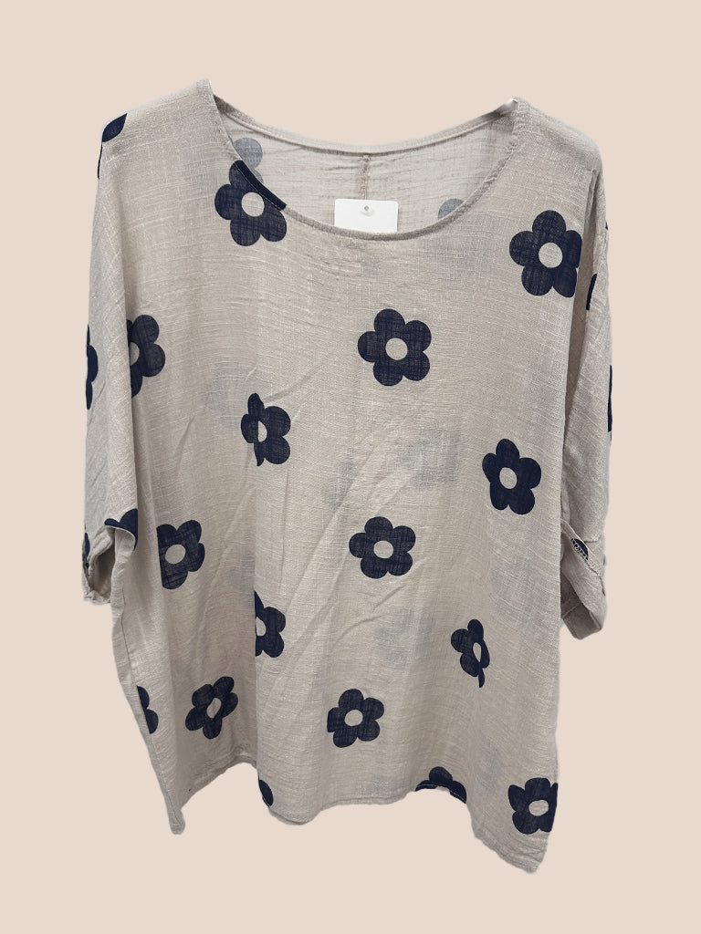 Flower Print Cotton Top