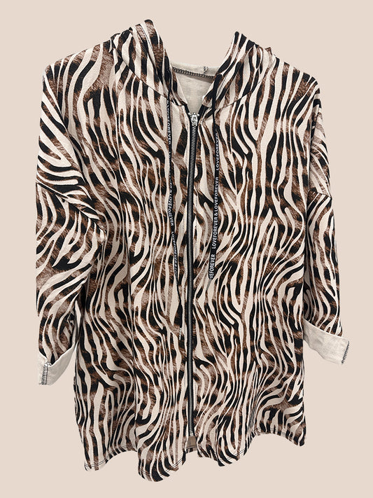 Animal Print Zip Hoodie