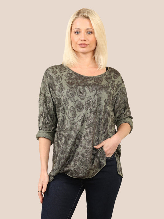 Animal Print Wool Blend Knit Top