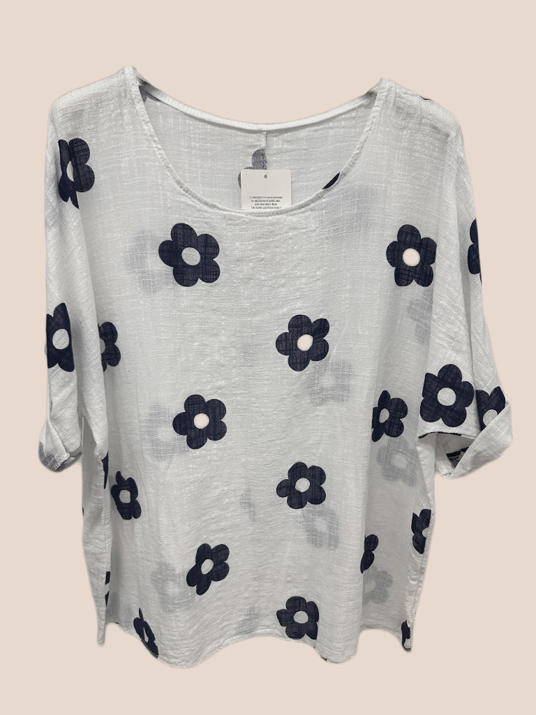 Flower Print Cotton Top