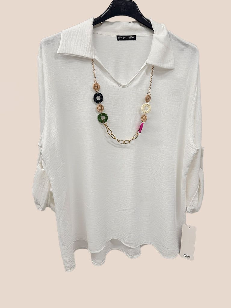 Collared Top with Necklace