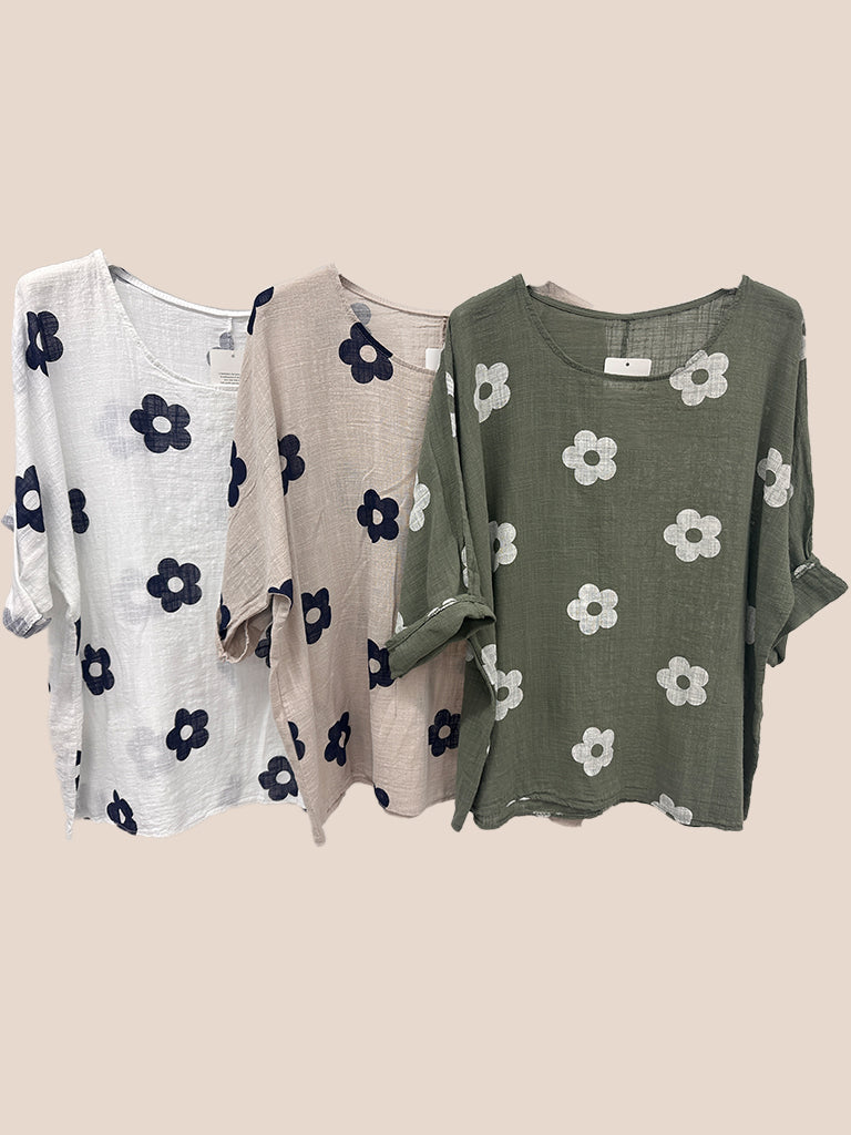 Flower Print Cotton Top