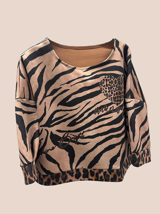 Animal Print Faux Suede Tops