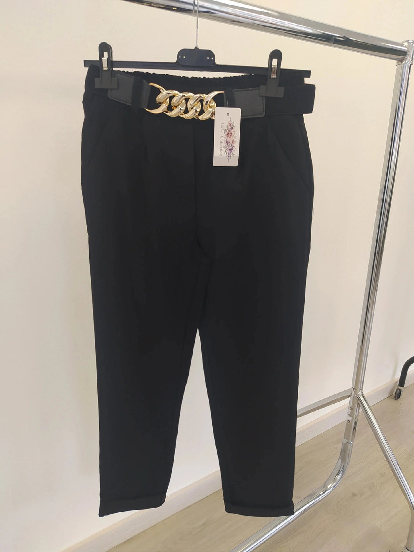 Gold Chain Stretch Belt Trouser