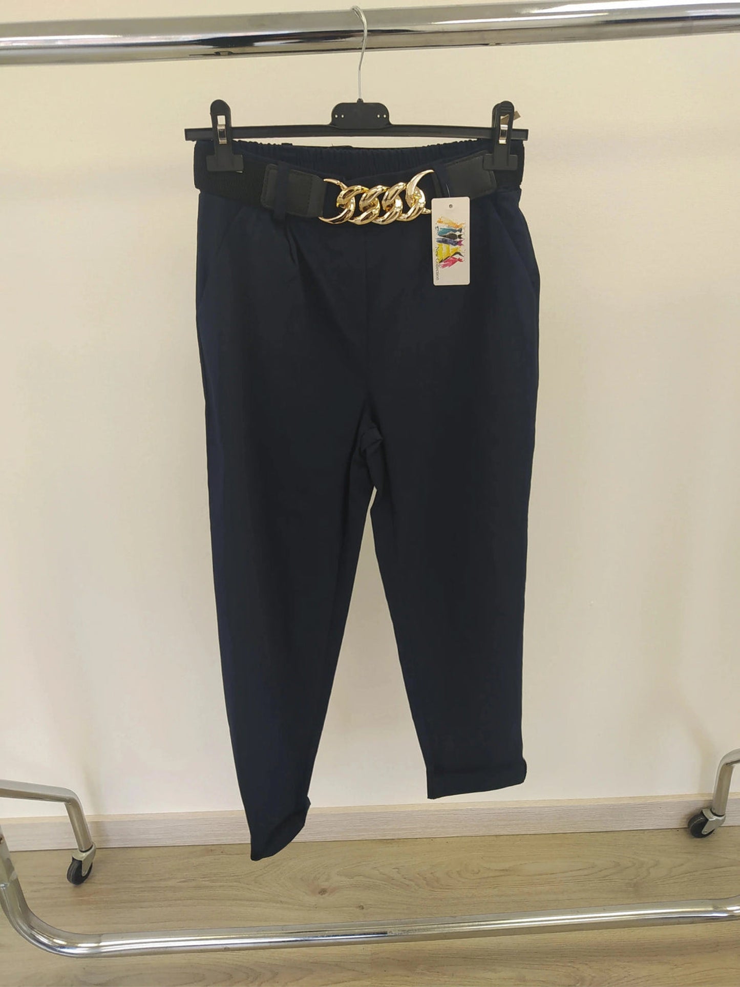 Gold Chain Stretch Belt Trouser