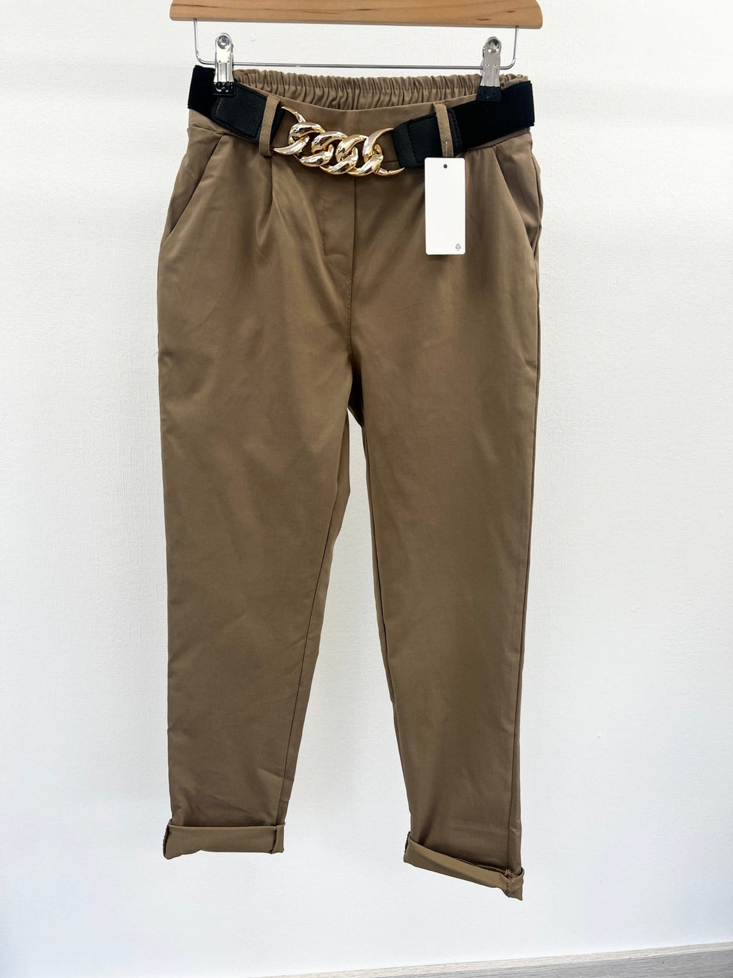 Gold Chain Stretch Belt Trouser