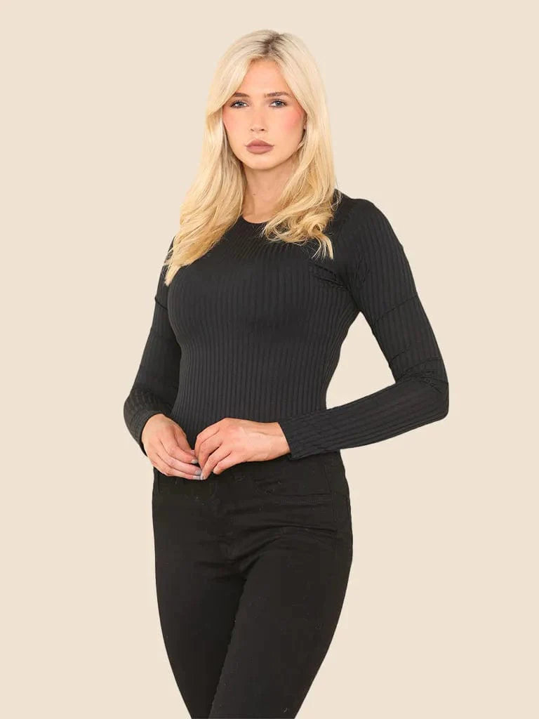 Ribbed Bodysuit Black One Size for Wholesale for Retail Boutiques and online shops 