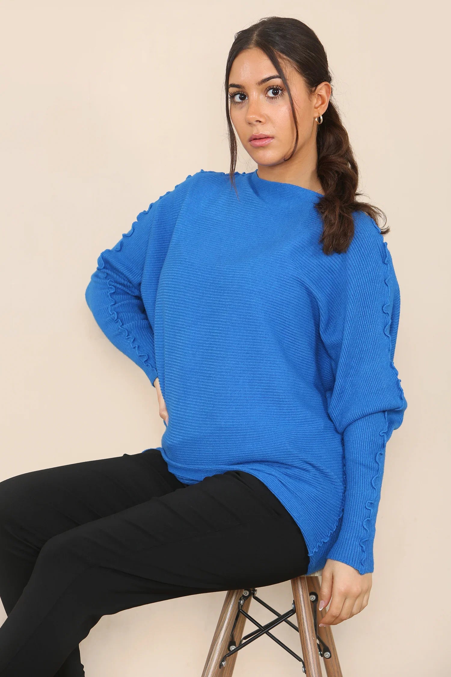 Ribbed Batwing Sweater