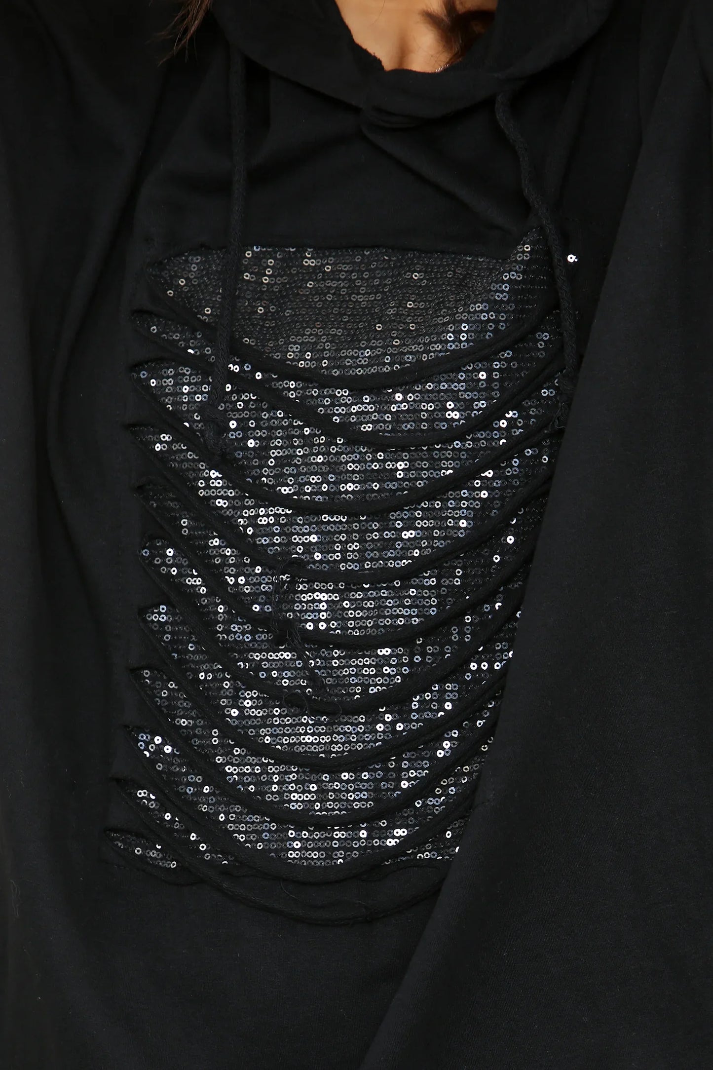 Sequin Slash Hoodie